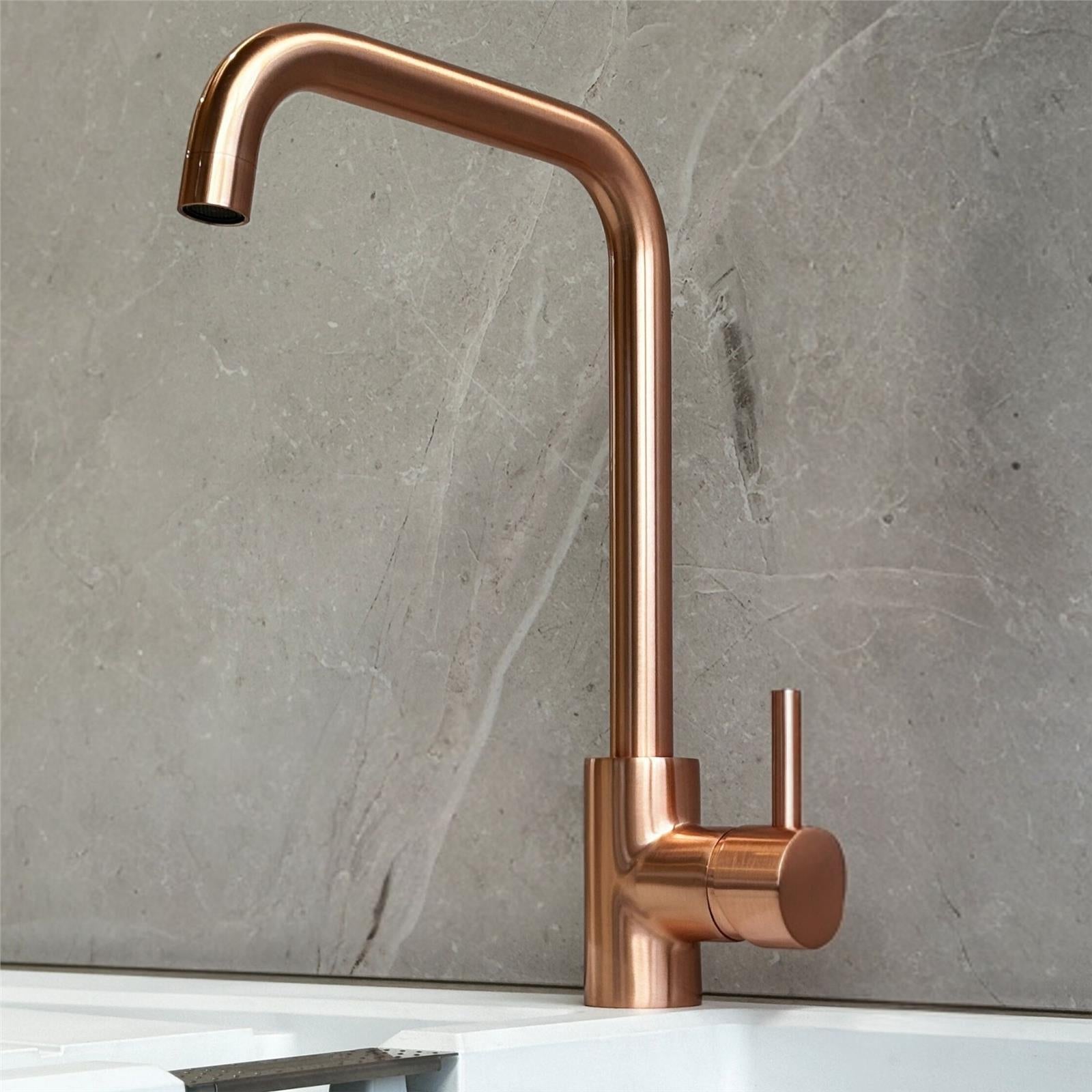 Liquida W10CP D-Shape Swivel Spout Single Lever Copper Kitchen Mixer Tap